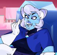 drawing vore color saliva blue_skin shrunken_woman tongue_play imminent_vore steam pearl steven_universe holly_blue_agate slugmanoctavio3 cartoon_network