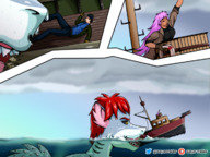 drawing giantess vore anthro shark color destruction ocean purple_hair red_hair parody ships sayerraider