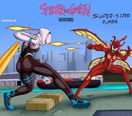breasts drawing giantess wings city mega color butt claws buildings muscles fighting giantesses mask boats costume ripped_clothing hood crane sharp_teeth cracked_pavement gwen_stacy janet_van_dyne symbiote marvel_comics spider-gwen the_wasp ci0 snarkymofo carnage