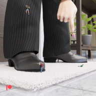 climbing boots shrunken_people pointing purple_nails digital_render elegts