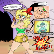 drawing blonde color green_eyes shrunken_men explosion ripped_clothing dragonballz between_buttcheeks slugmanoctavio3