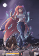 drawing growth giantess city mega color clothed helicopter pants full_moon gamefreakdx night_sky aoko_aozaki type-moon