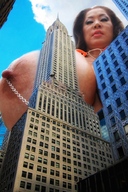 breasts nipples giantess collage city mega huge_breasts brunette looking_down point_of_view new_york_city minka chrysler_building