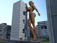 giantess nude city mega blonde large_breasts foot_crush muscles vehicle_crush digital_render vardyger