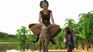 giantess forest outdoors riding elephant digital_render velocity-vektor
