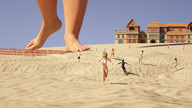 bikini giantess feet beach barefoot walking outdoors looking_back crowds running_away redfiredog digital_render kaylee