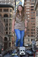 giantess collage city brunette street walking looking_at_viewer bindi_irwin