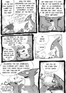 drawing gentle vore furry anthro comic monochrome clothed couple story school indoors tinies class dialogue science_fiction jaggedjagd plot_intensive towa kiwa shroo giant_things_and_tiny_things