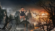 breasts giantess collage mega blonde cleavage castle gloves dress witch lava hands_on_hips giantessbuster209