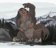 drawing giantess vore furry color large_breasts bra bear river scream_(artist)