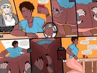 drawing comic aroused color clothed handheld lesbians shrunken_woman nail_polish dialogue pierced between_buttcheeks sweaterpupster kiara runt