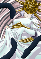 drawing color giant male penis clothed anime smiling short_hair bulge shrunken_man mask grey_hair crossdressing dark_souls helmet on_penis etz looking_at_tiny femboy chosen_undead gwyndolin