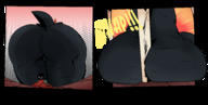 drawing comic color butt clothed butt_crush low_angle witch sitting looming unaware shrunken_man chair thighs hat panels searching sound_effects on_chair slugmanoctavio3