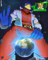 drawing giga space color giant planet nintendo crotch pants falco_lombardi fox_mccloud cosmic_giant star_fox arexualex