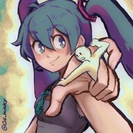 drawing giantess hatsune_miku color clothed handheld blue_hair vocaloid shrunken_person microphone on_kinky