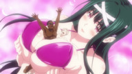 bikini drawing blushing black_hair color large_breasts green_hair shrunken_men pink_eyes animation trapped anne between_breasts shokugeki_no_souma