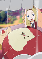 drawing pokemon vore blonde color tongue blue_eyes clothed mouth teeth saliva smiling ice_cream window mawshot shrunken_woman inside_mouth indoors point_of_view mirror on_tongue selfie lass pokemon_sword_and_shield gloria_(pokemon) femdva