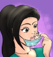 black_hair long_hair mouth tiny ponytail mask breath steam rarayagts