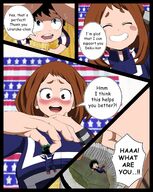 drawing feet blushing color toes brunette brown_eyes socks short_hair hand smelly dirty_socks sock_entrapment my_hero_academia ochako_uraraka goldentwinky