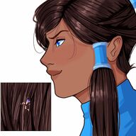 drawing micro color blue_eyes brunette shrunken face unaware avatar side_view korra in_hair no_background climbing_hair legend_of_korra hair guireyart10 theproky head