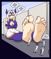drawing giantess feet horns blonde comic long_hair toes barefoot soles sitting mask jj-psychotic my_hero_academia mt._lady