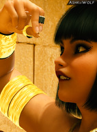 giantess black_hair egyptian short_hair shrunken_woman dangle dark_skin looking_up biting_lip ashkiiwolf samia