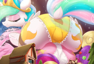 drawing panties furry tail wings color long_hair butt destruction barefoot blue_hair stockings underwear story lying_down crown shrunken_man hooves indoors pussy_crush looking_back garter_belt legs_spread dialogue my_little_pony horn white_skin dice between_butts princess_celestia multicolored_hair pale_skin smug pink_skin shining_armor pubic_mound between_pussies d20 ncmares yohomeboync yohomeboyraps tabletop_game cutie_mark ethereal_hair princess_cadance