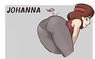 drawing brunette smiling short_hair bending_over looking_back big_butt headband bouncing no_background hilda_(series) alfur johanna_(hilda) centinel303