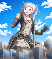 drawing growth giantess city destruction clothed fire_emblem thedaibijin robin_(fire_emblem)