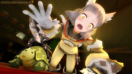 small_man clothed angry cat_ears low_angle looming fangs reaching looking_down cat_girl grabbing indoors riding all_fours grey_hair running_away bangs looking_at_tiny digital_render turtle xenoblade_chronicles_2 sourcesizeshenanigans nia xenoblade_chronicles zeke
