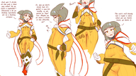 drawing vore color clothed anime sequence low_angle story hand cat_girl shrunken_person weight_gain grey_hair inside_clothing bangs no_background absorption sound_effects clothing_entrapment nia xenoblade_chronicles kronguss
