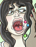 drawing giantess vore long_hair glasses unaware shrunken_man open_mouth falling dropped shrunk_at_college amy_kobayashi