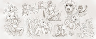 drawing giantess karbo nude vore horns wings monochrome long_hair tongue centaur fairy cat_ears open_mouth giantesses elves