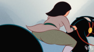 drawing black_hair color long_hair clothed butt_crush asian horse sitting animation outdoors riding disney looking_away under_butt stuck_to_butt mulan kisparlius