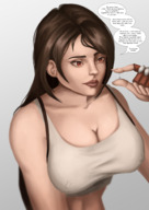 drawing large_breasts long_hair cleavage tifa_lockhart brunette final_fantasy final_fantasy_7 gloves bottle looking_down trapped cloud_strife no_background wallywaffle