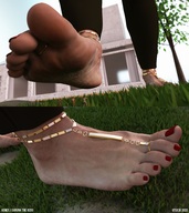 feet small_man clothed small_men toes barefoot soles sequence low_angle foot_crush looming walking unaware grass outdoors jewelry toe_ring nail_polish ankle_bracelet panels running_away imminent_crush digital_render gtsx3d