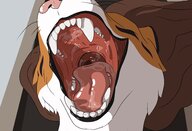 drawing vore furry anthro long_hair saliva brunette mawshot open_mouth