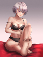 drawing panties handheld toes barefoot bra soles short_hair lingerie shrunken_woman shrunken_man kuroihassan lick_lips