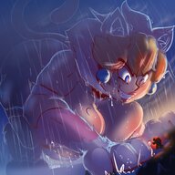 breasts drawing giantess tail mega blonde color long_hair blue_eyes mario princess_peach water huge_breasts smiling crawling grin looming rain bowser looking_down cat_girl earrings thick_thighs looking_at_tiny thaddeusmcboosh