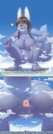drawing nipples giantess nude pussy feet furry wolf giga anthro city color large_breasts long_hair butt destruction toes barefoot ochiko_terada buildings anime brunette low_angle foot_crush looming open_mouth clouds outdoors crouching under_foot panels sharp_teeth debris