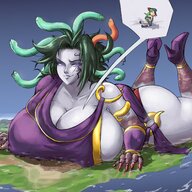 drawing landscape city color large_breasts long_hair destruction clothed small_woman cleavage high_heels buildings anime angry breast_crush multiple_sizes smiling green_hair lying_down giantesses tattoo snake_girl monster_girl raised_feet looking_at_tiny palutena kid_icarus on_breasts pale_skin cutaway lapotato8 medusa_(kid_icarus)