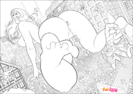 breasts drawing giantess insertion nude pussy monochrome long_hair attack_on_titan shingeki_no_kyojin funboy