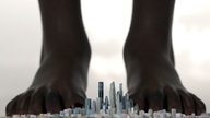 feet city mega toes barefoot buildings looming dark_skin shrunken_city nail_polish no_background digital_render loca-lyn