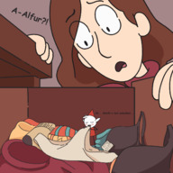 drawing long_hair brunette underwear caught looking_down hilda_(series) alfur johanna_(hilda)