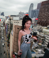 collage city long_hair clothed buildings smiling ponytail outdoors giantesss kyoujingirls