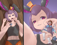 drawing color purple_hair lying_down ace_attorney implied_vore trucy_wright betty_de_famme bonny_de_famme nicenoms