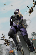 breasts giantess masturbation city mega alien armor destruction buildings helicopter military airplane tali mask outdoors squeezing sitting_on_building hood thick_thighs digital_render mass_effect talizorah cupping_breasts quarian env-light