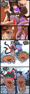 drawing crush feet comic black_hair color male blue_eyes barefoot blood sweat gore boots rose unaware teasing entrapment cruel cat_girl smelly june heterochromia mspaintgts boot_entrapment snowy catboy