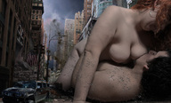 breasts collage nude city color large_breasts destruction huge_breasts couple red_hair unknown_artist outdoors source_needed debris bare_legs bare_midriff female_and_male bare)midriff female_and_mail
