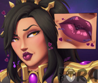 drawing black_hair color long_hair clothed yellow_eyes lips kissing crown heart lipstick shrunken_person between_lips jora-bora no_background heroes_of_the_storm li-ming